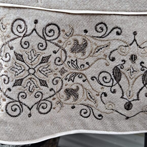 Ann Taylor Size 0 Tan A-Line Skirt Embroidered Floral Bottom Wool Blend EUC - Picture 7 of 10